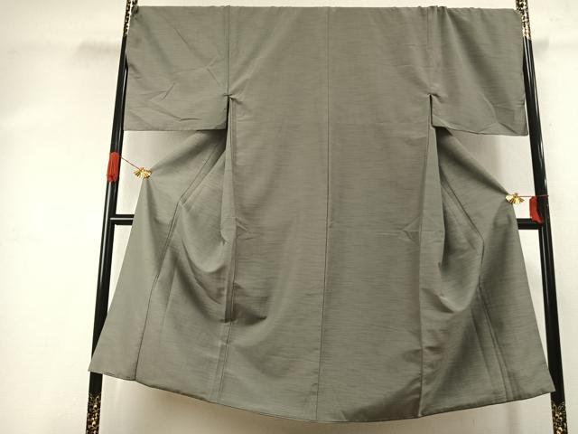 平和屋着物●男性　紬　柳鼠色　キングサイズ　洗える着物　AABI9479fy