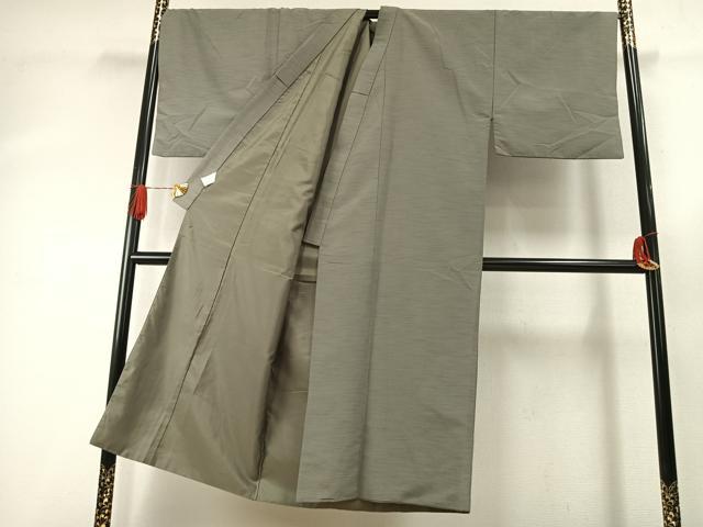 平和屋着物●男性　紬　柳鼠色　キングサイズ　洗える着物　AABI9479fy