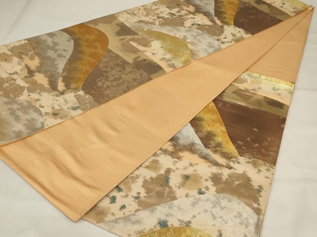 平和屋着物◎六通柄袋帯　遠山文　金銀糸　正絹　逸品　AABI9482ou
