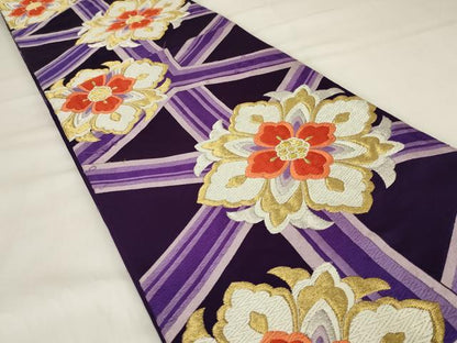 平和屋着物◎六通柄袋帯　唐織　舞花文　金糸　正絹　逸品　AABI9483ou