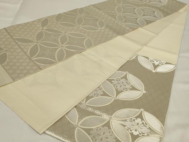 平和屋着物◎西陣 六通柄袋帯 七宝花文 銀糸 正絹 逸品 未使用 AABI9506ou