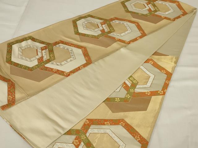 平和屋着物◎六通柄袋帯 花菱文 金銀糸 正絹 逸品 AABI9508ou