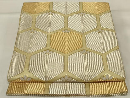 平和屋着物◎六通柄袋帯 唐織 菱文 金糸 正絹 逸品 AABI9514ou