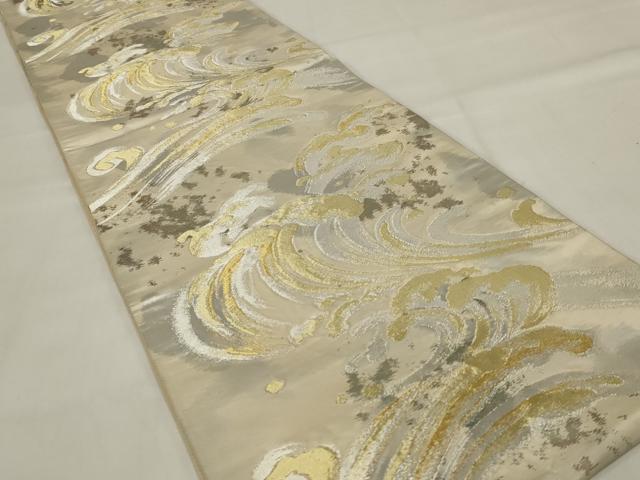 平和屋着物◎六通柄袋帯 立波文 金銀糸 正絹 逸品 AABI9517ou
