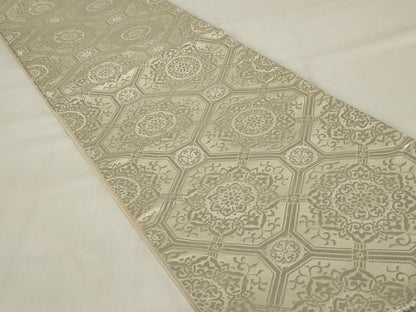 平和屋着物◎六通柄袋帯 蜀江花文 銀糸 正絹 逸品 AABI9518ou