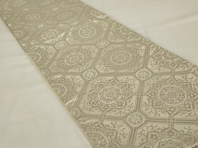 平和屋着物◎六通柄袋帯 蜀江花文 銀糸 正絹 逸品 AABI9518ou