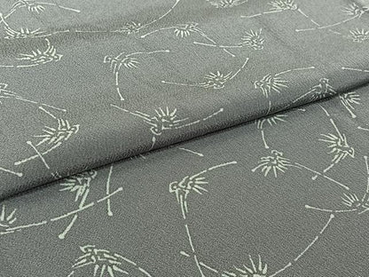 平和屋着物▽上質な小紋　単衣　草葉文　正絹　逸品　AABI9521jh
