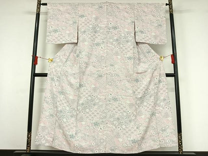 平和屋着物▽上質な小紋　単衣　辻が花　正絹　逸品　AABI9523jh