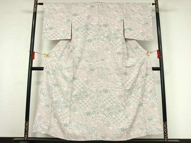 平和屋着物▽上質な小紋　単衣　辻が花　正絹　逸品　AABI9523jh