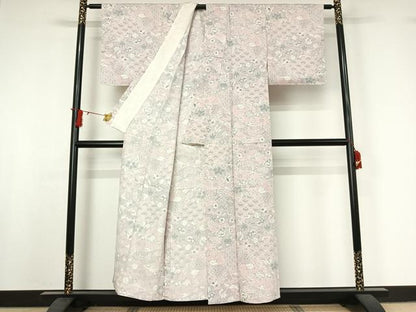 平和屋着物▽上質な小紋　単衣　辻が花　正絹　逸品　AABI9523jh
