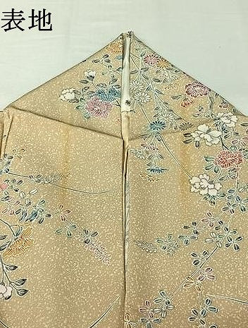 平和屋着物▽上質な小紋　単衣　友禅　枝花文　正絹　逸品　AABI9524jh