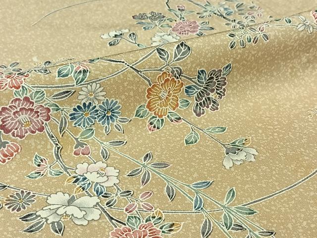 平和屋着物▽上質な小紋　単衣　友禅　枝花文　正絹　逸品　AABI9524jh