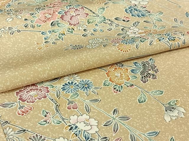平和屋着物▽上質な小紋　単衣　友禅　枝花文　正絹　逸品　AABI9524jh