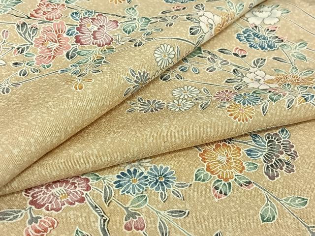 平和屋着物▽上質な小紋　単衣　友禅　枝花文　正絹　逸品　AABI9524jh