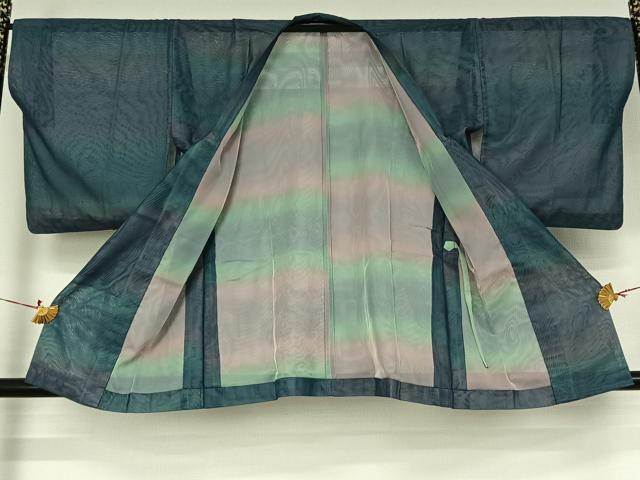 平和屋着物▽道行コート　スリーシーズン　春夏秋　塵除け　二重紗　霞文　暈し染め　正絹　逸品　AABI9530jh