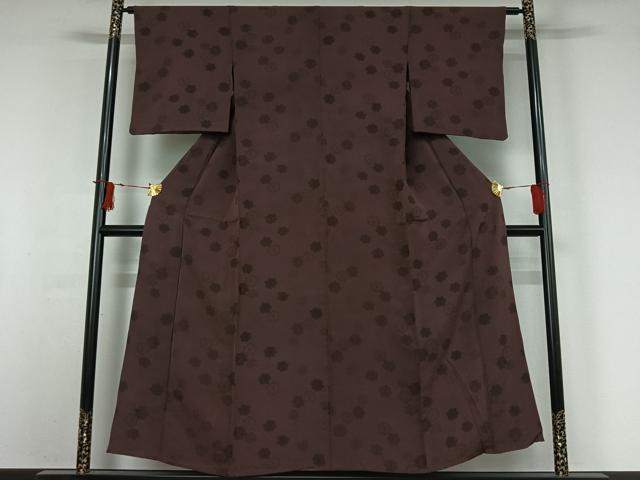 平和屋着物▽上質な小紋　単衣　舞葉文　正絹　逸品　AABI9534jh