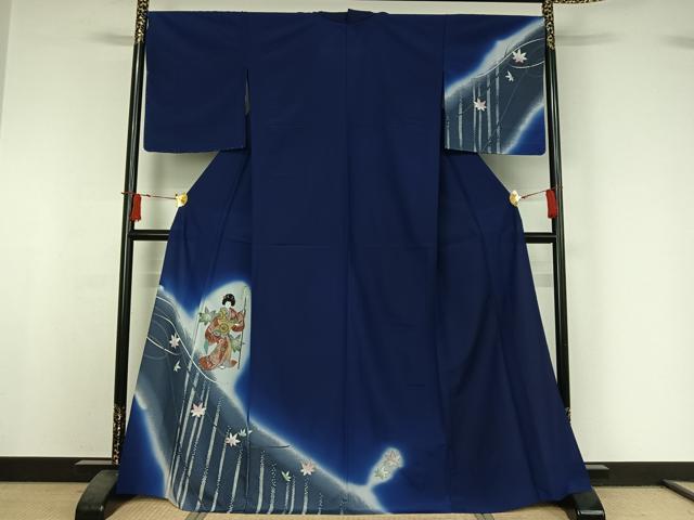 平和屋着物▽訪問着　単衣　人物舞葉文　暈し染め　洗える着物　AABI9535jh