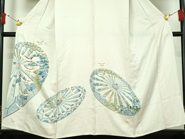 平和屋着物▽訪問着　単衣　飛鶴源氏車文　金彩　正絹　逸品　AABI9537jh