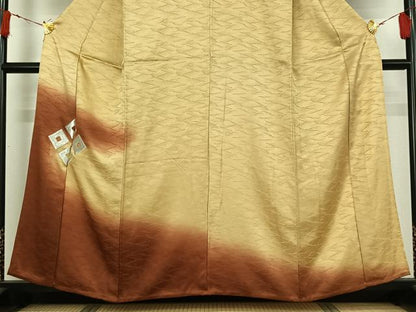 平和屋着物▽訪問着　単衣　刺繍　菱文　暈し染め　銀糸　正絹　逸品　AABI9539jh