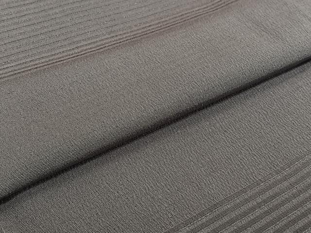 平和屋着物▽上質な色無地　単衣　横段地紋　鳩羽色　銀通し地　正絹　逸品　AABI9540jh