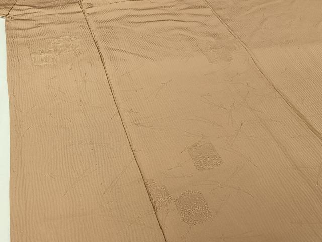 平和屋着物▽上質な色無地　単衣　貝桶松葉地紋　人色　正絹　逸品　AABI9541jh
