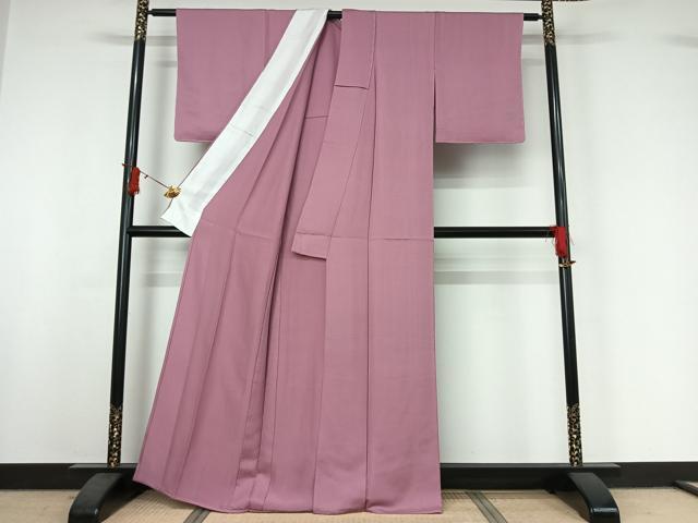 平和屋着物▽上質な色無地　単衣　桃花色　正絹　逸品　AABI9542jh