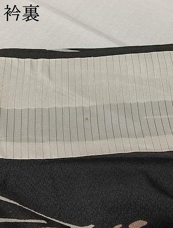 平和屋着物▽上質な小紋　単衣　枝葉文　黒地　正絹　逸品　AABI9545jh