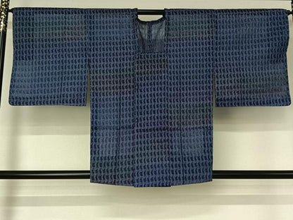 平和屋着物▽道行コート　スリーシーズン　春夏秋　塵除け　幾何学文様　暈し染め　正絹　逸品　未使用　AABI9546jh