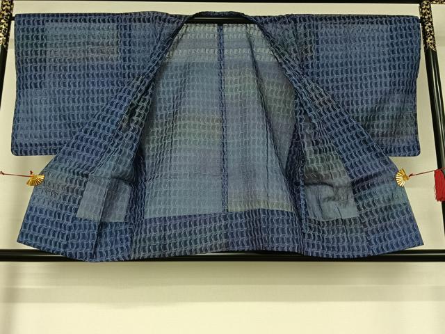 平和屋着物▽道行コート　スリーシーズン　春夏秋　塵除け　幾何学文様　暈し染め　正絹　逸品　未使用　AABI9546jh