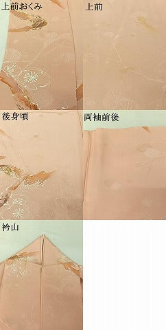平和屋着物▽上質な小紋　単衣　地紋起こし　舞花文　正絹　逸品　AABI9548jh