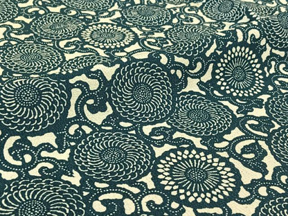 平和屋着物▽上質な小紋　単衣　型染め　花唐草文　高島屋扱い　正絹　逸品　AABI9550jh