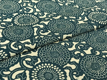 平和屋着物▽上質な小紋　単衣　型染め　花唐草文　高島屋扱い　正絹　逸品　AABI9550jh