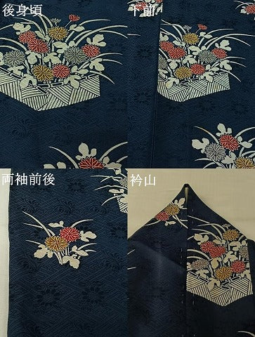 平和屋着物▽上質な小紋　単衣　草花文　正絹　逸品　AABI9553jh