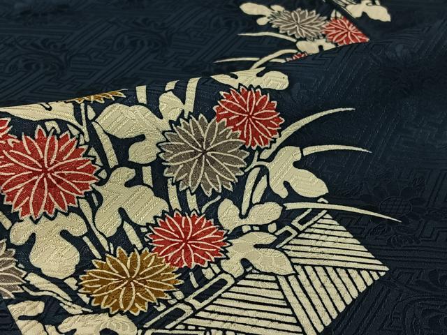 平和屋着物▽上質な小紋　単衣　草花文　正絹　逸品　AABI9553jh