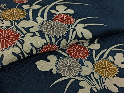 平和屋着物▽上質な小紋　単衣　草花文　正絹　逸品　AABI9553jh