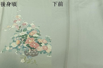 平和屋着物▽訪問着　単衣　友禅　飾花文　暈し染め　正絹　逸品　AABI9557jh
