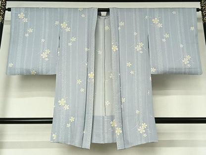 平和屋着物▽羽織　スリーシーズン　春夏秋　塵除け　絽　草花文　正絹　逸品　AABI9559jh
