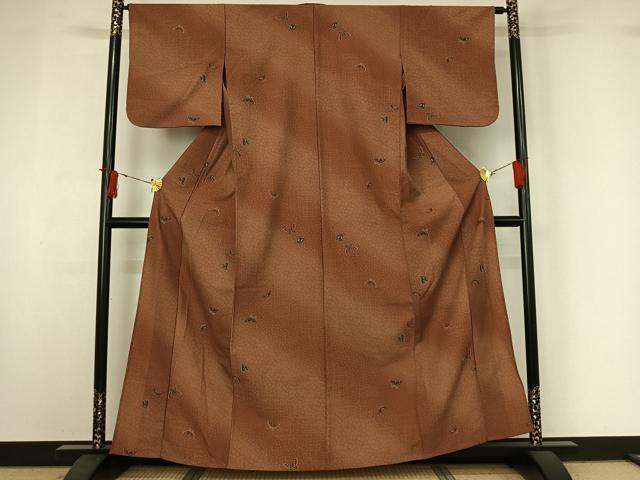 平和屋着物▽小紋　単衣　舞蝶文　洗える着物　AABI9563jh