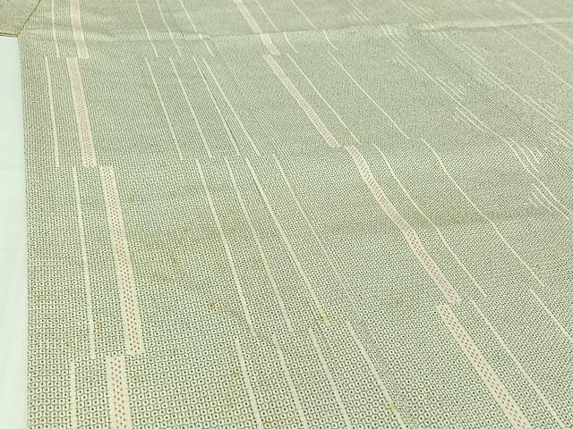 平和屋着物▽本塩沢　単衣　110亀甲　変わり縞　正絹　逸品　AABI9566jh