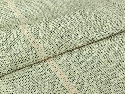平和屋着物▽本塩沢　単衣　110亀甲　変わり縞　正絹　逸品　AABI9566jh