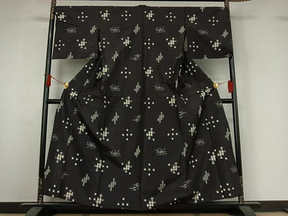 平和屋着物▽本場琉球絣　単衣　飛鳥文　正絹　逸品　AABI9569jh