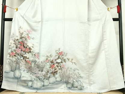 平和屋着物▽訪問着　単衣　手描き　風景花文　暈し染め　正絹　逸品　AABI9570jh