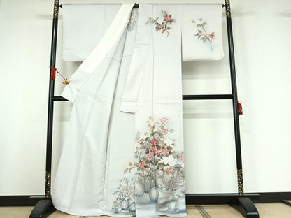 平和屋着物▽訪問着　単衣　手描き　風景花文　暈し染め　正絹　逸品　AABI9570jh