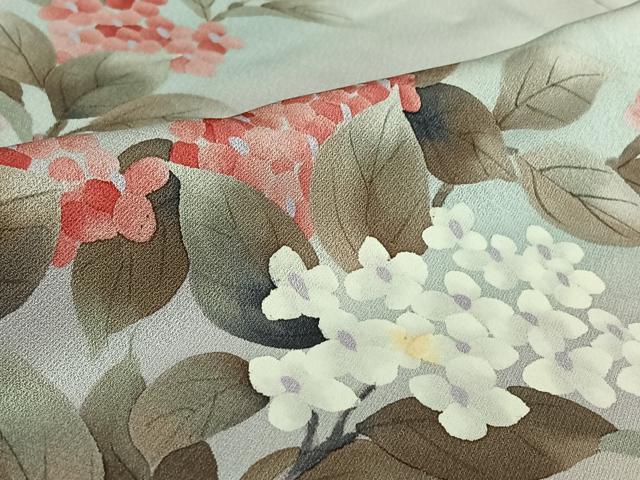 平和屋着物▽訪問着　単衣　手描き　風景花文　暈し染め　正絹　逸品　AABI9570jh