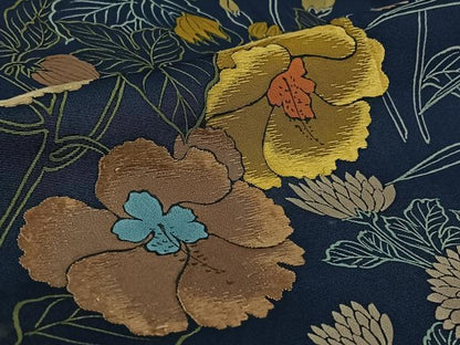 平和屋着物▽訪問着　単衣　刺繍　草花文　正絹　逸品　AABI9571jh