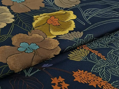 平和屋着物▽訪問着　単衣　刺繍　草花文　正絹　逸品　AABI9571jh