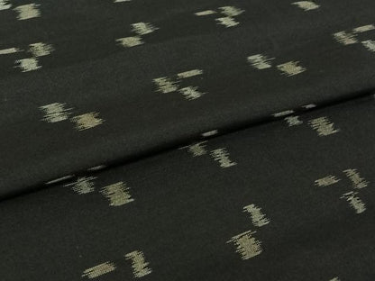 平和屋着物▽上質な紬　単衣　幾何学文様　黒地　正絹　逸品　AABI9577jh