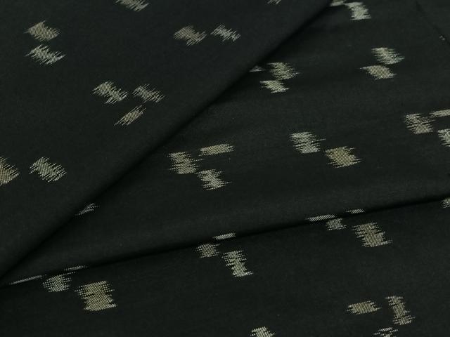 平和屋着物▽上質な紬　単衣　幾何学文様　黒地　正絹　逸品　AABI9577jh