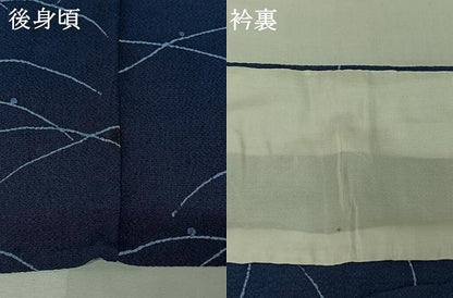 平和屋着物▽上質な小紋　単衣　露芝花文　鬼しぼ縮緬　正絹　逸品　AABI9579jh