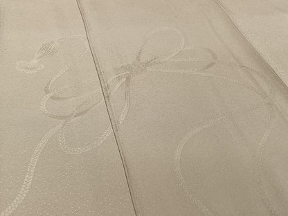 平和屋着物▽無地絵羽訪問着　単衣　結び紐地紋　灰桜色　正絹　逸品　AABI9584jh